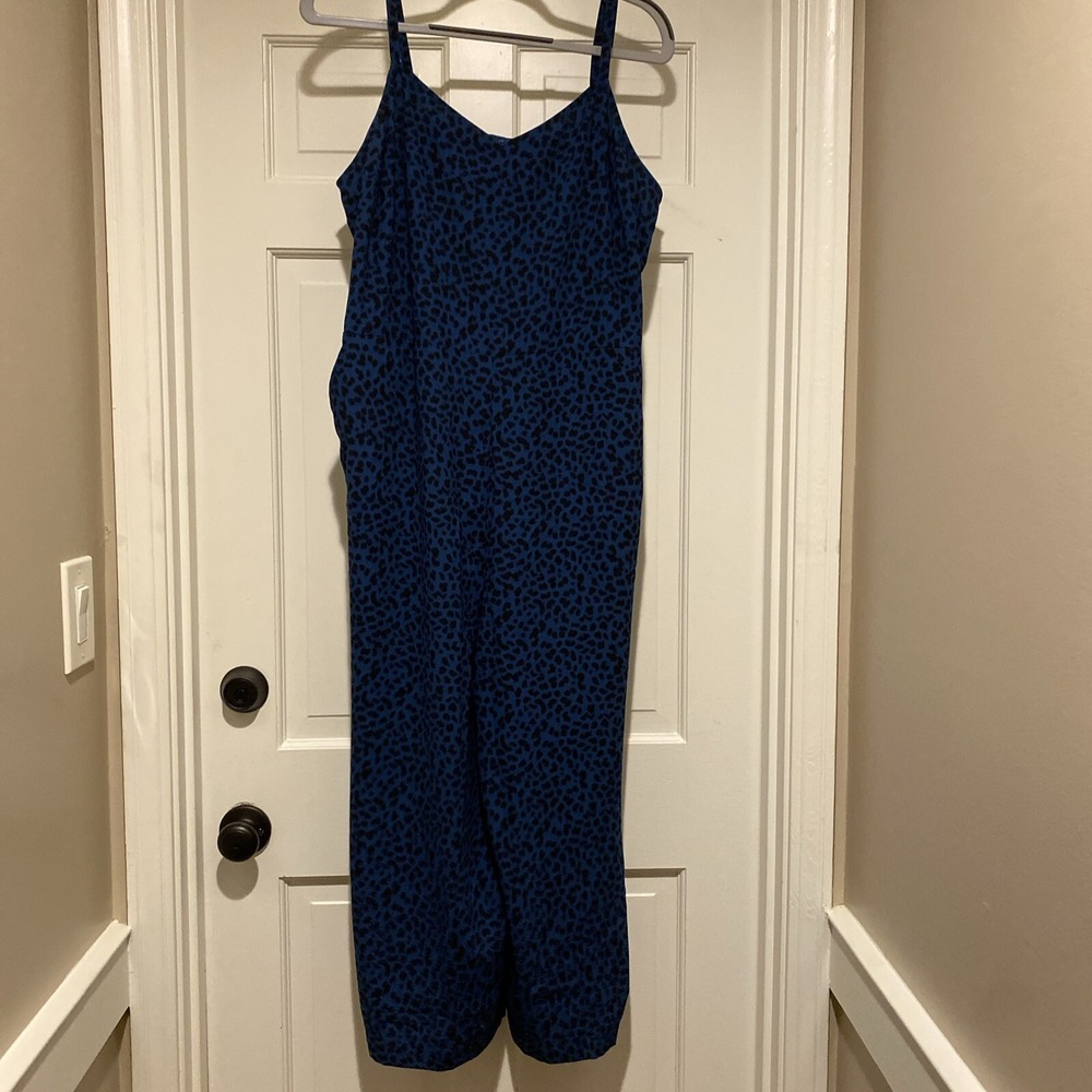 Apt 9 Women's Jumper Size 2XL Blue Black Animal Print Pockets Rouching Ash Strap